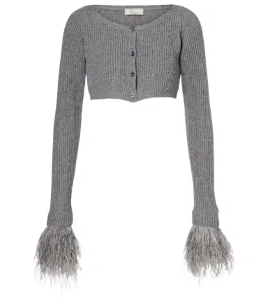 BLUMARINE Cropped ribbed-knit wool cardigan | Thumbnail 1