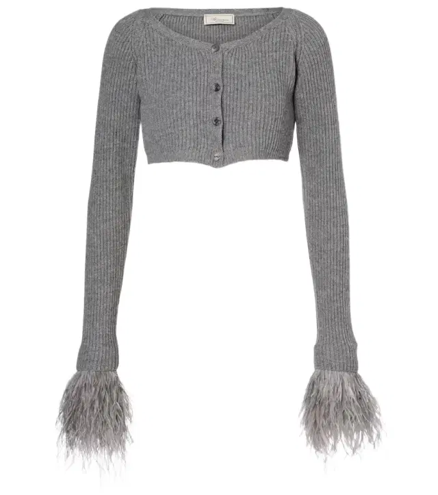 BLUMARINE Cropped ribbed-knit wool cardigan