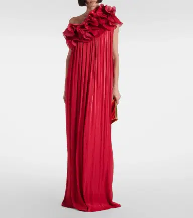 Costarellos Charmain ruffled georgette lamé gown | Thumbnail 2