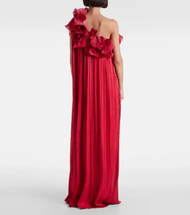 Costarellos Charmain ruffled georgette lamé gown | Thumbnail 5