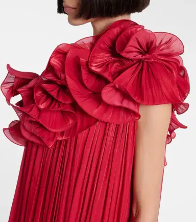 Costarellos Charmain ruffled georgette lamé gown | Thumbnail 6