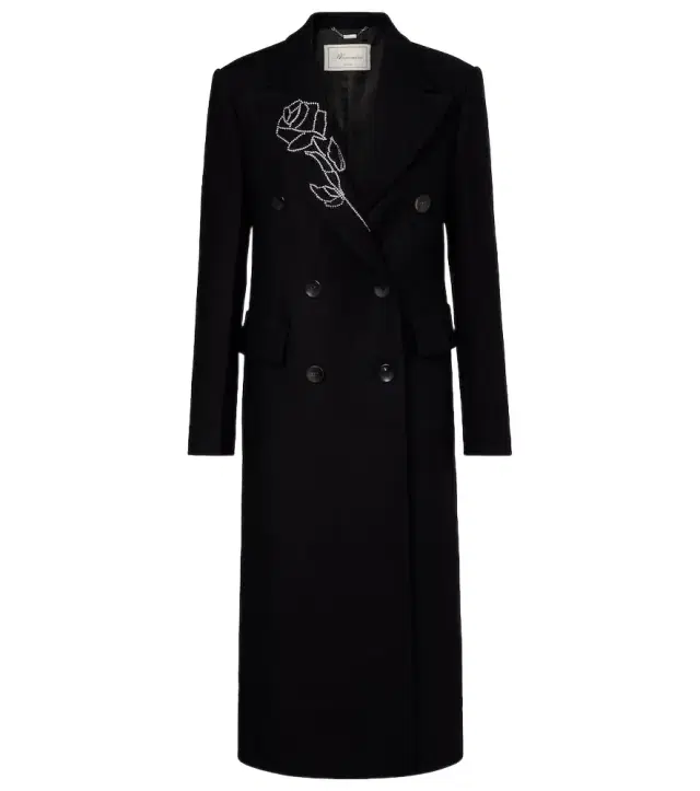 Blumarine Embellished double-breasted wool-blend coat