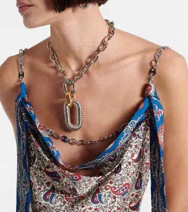 Rabanne Chain-detail paisley satin camisole | Thumbnail 5