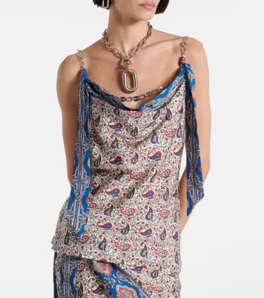 Rabanne Chain-detail paisley satin camisole | Thumbnail 6