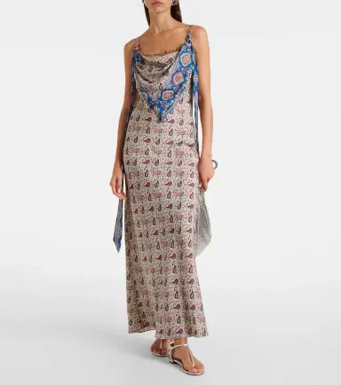 Rabanne Paisley scarf-detail satin slip dress | Thumbnail 3 Rabanne Paisley scarf-detail satin slip dress | Thumbnail 3