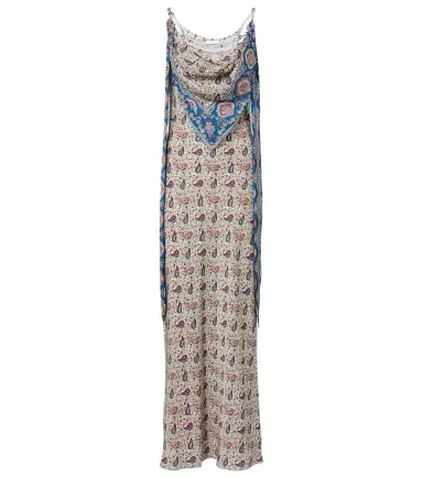 Rabanne Paisley scarf-detail satin slip dress | Thumbnail 1 Rabanne Paisley scarf-detail satin slip dress | Thumbnail 1