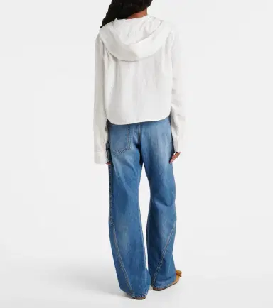 JW Anderson Pinstripe cropped hooded shirt | Thumbnail 3