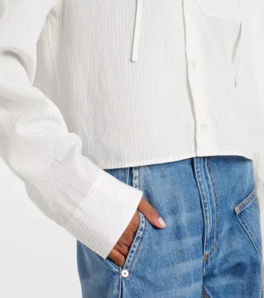 JW Anderson Pinstripe cropped hooded shirt | Thumbnail 6