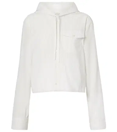 JW Anderson Pinstripe cropped hooded shirt | Thumbnail 1