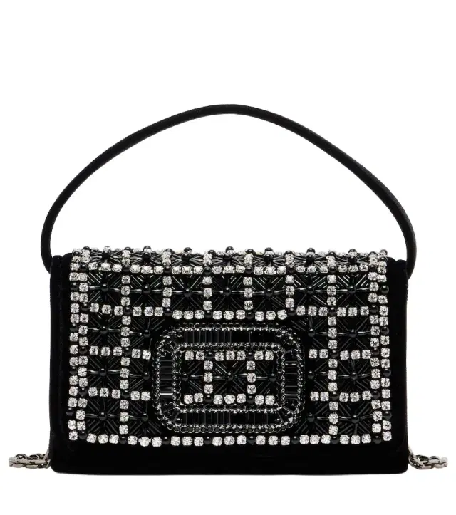 Roger Vivier Pilgrim Micro embellished velvet clutch