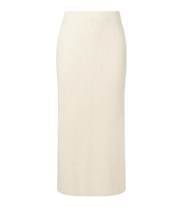 Vince Ribbed-knit cotton-blend midi skirt