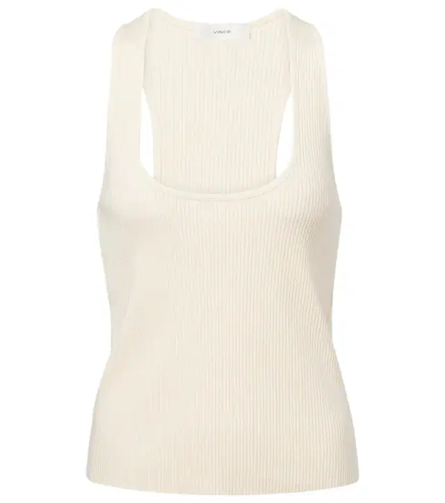 Vince Ribbed-knit cotton blend top