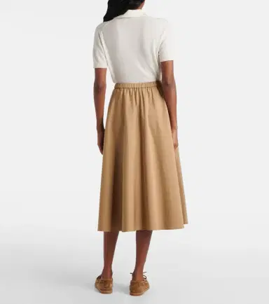 Vince Cotton-blend midi skirt | Thumbnail 4 Vince Cotton-blend midi skirt | Thumbnail 4