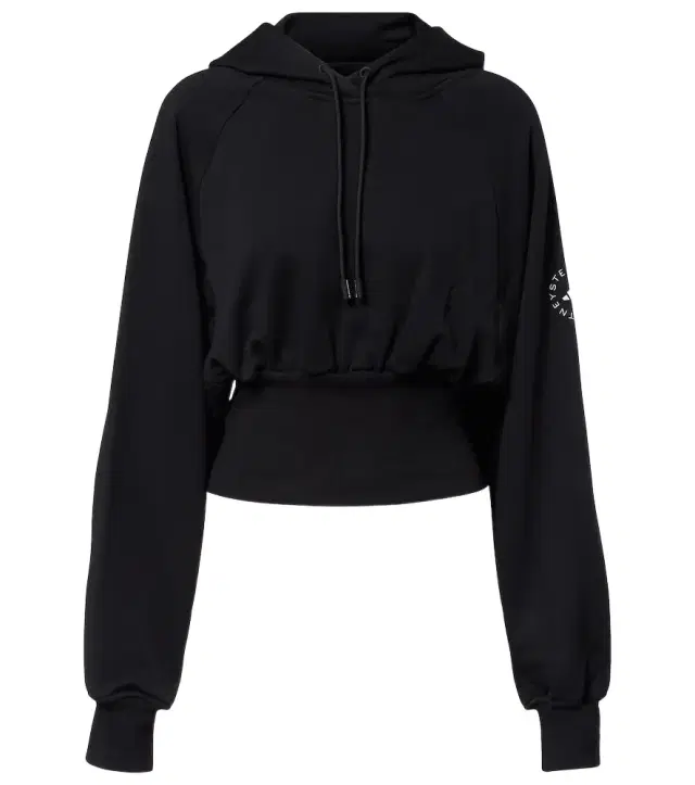Adidas by Stella McCartney Cropped cotton jersey hoodie