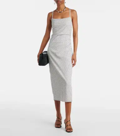 Vince Checked ruched midi dress | Thumbnail 3