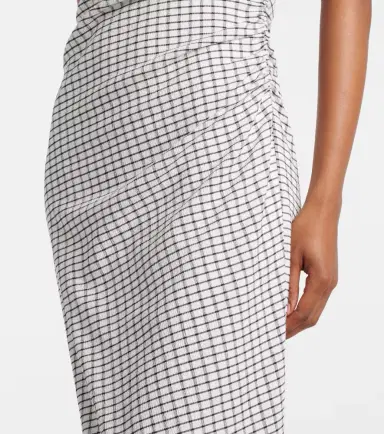 Vince Checked ruched midi dress | Thumbnail 4