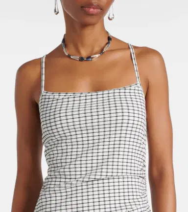 Vince Checked ruched midi dress | Thumbnail 5
