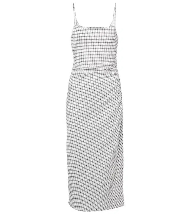 Vince Checked ruched midi dress