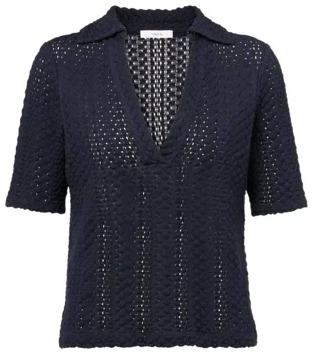 Vince Open-knit cotton polo shirt