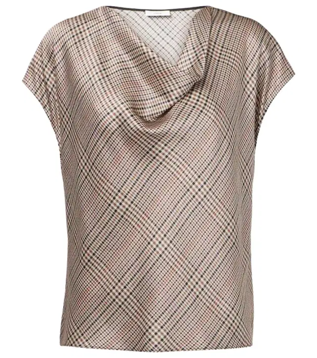 Vince Houndstooth silk top
