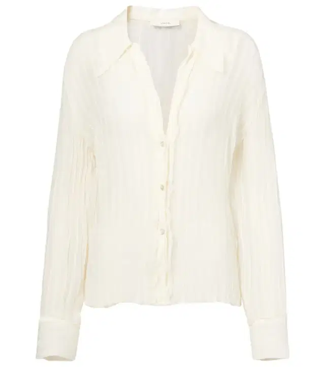 Vince Ruffled striped semi-sheer shirt