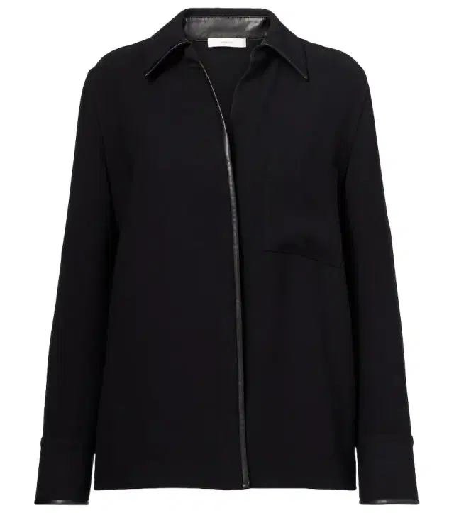 Vince Faux leather-trimmed shirt