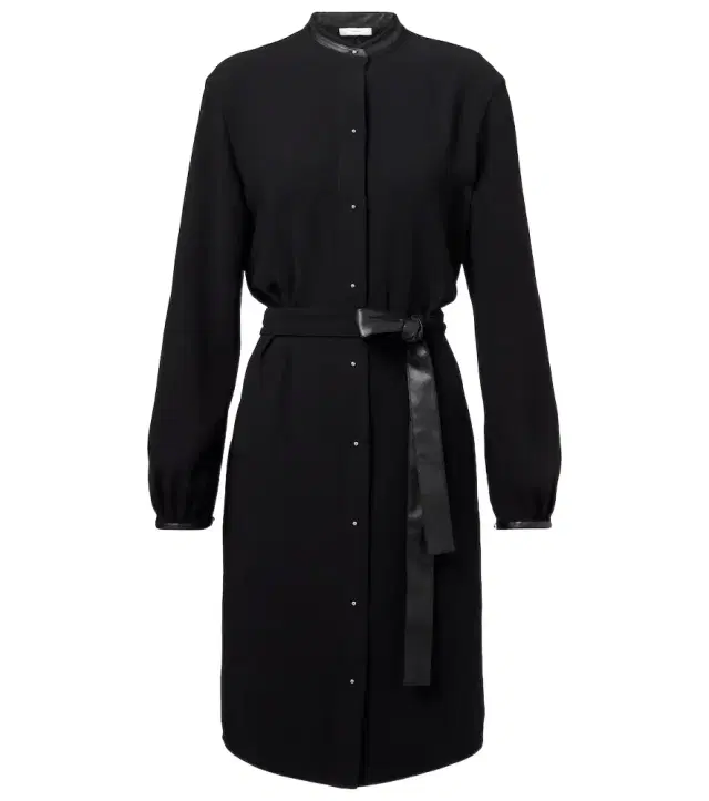 Vince Faux leather-trimmed shirt dress