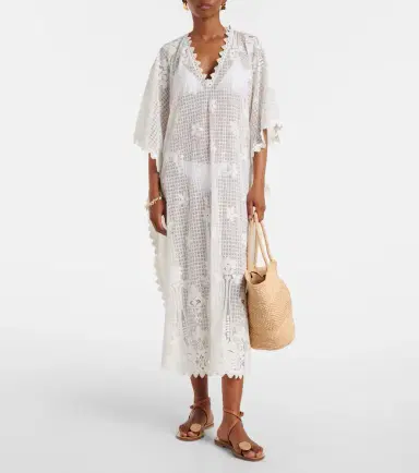 Melissa Odabash Josephine ruffled cotton-blend kaftan | Thumbnail 4