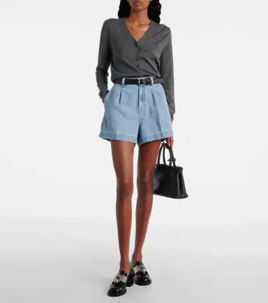 7 For All Mankind Hana pleated denim shorts | Thumbnail 2