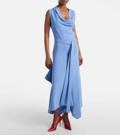 Ferragamo Gancini draped asymmetric cady maxi dress | Thumbnail 3 Ferragamo Gancini draped asymmetric cady maxi dress | Thumbnail 3