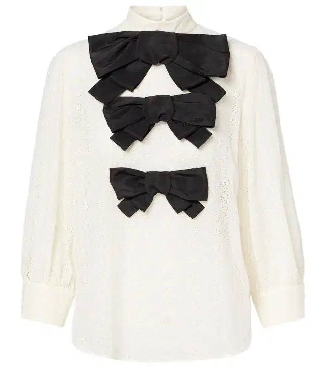 Valentino Mossi bow-detail cotton top