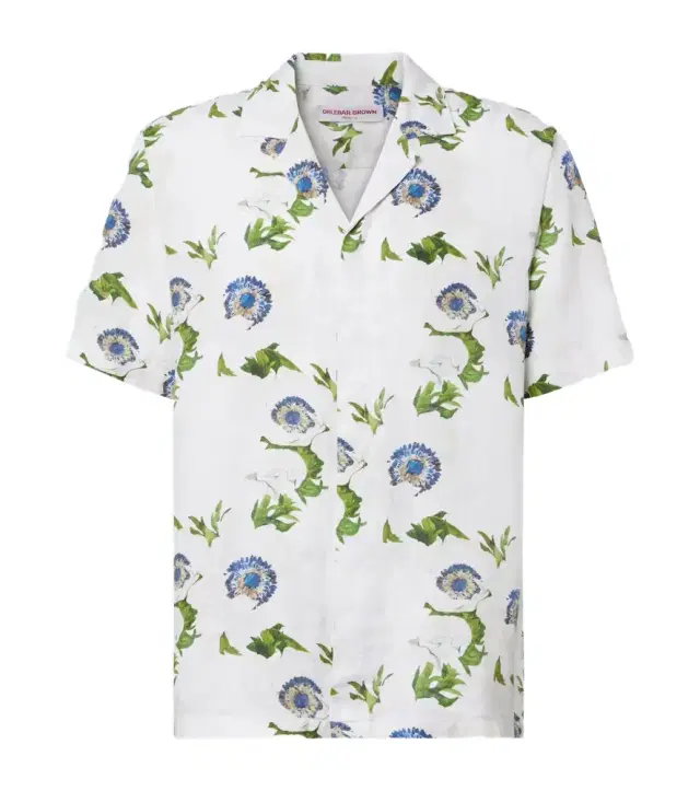Orlebar Brown Maitan floral linen bowling shirt