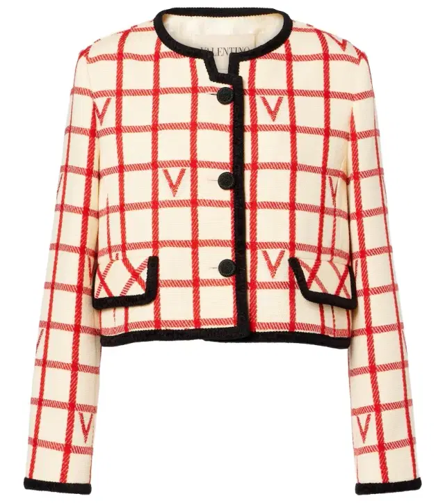 Valentino VLogo checked wool and cotton jacket