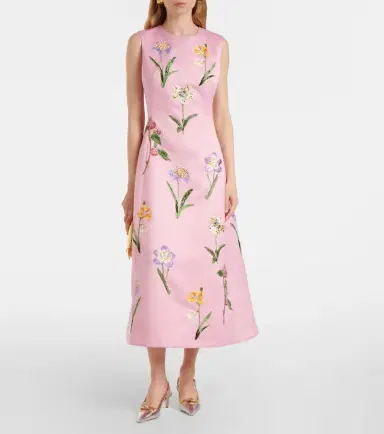 Leo Lin Cleo floral embroidered satin midi dress | Thumbnail 2