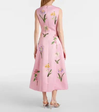 Leo Lin Cleo floral embroidered satin midi dress | Thumbnail 5