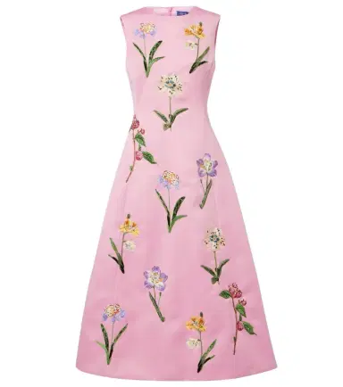 Leo Lin Cleo floral embroidered satin midi dress | Thumbnail 1