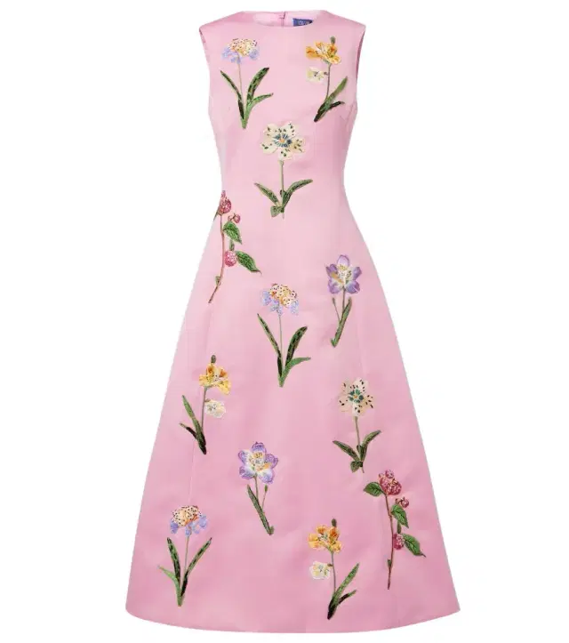 Cleo floral embroidered satin midi dress