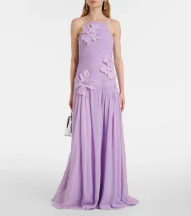 Leo Lin Amaya floral-appliqué gathered gown | Thumbnail 2