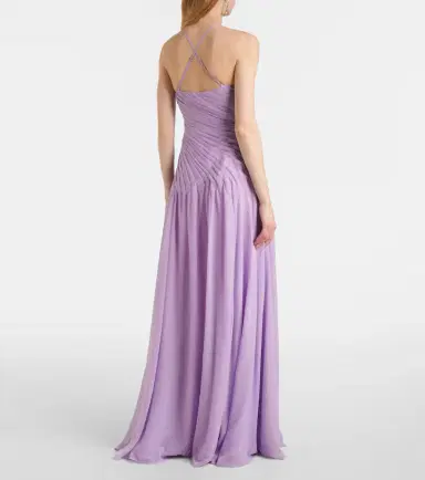 Leo Lin Amaya floral-appliqué gathered gown | Thumbnail 4