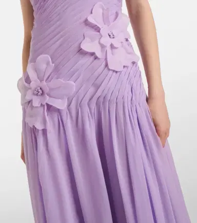 Leo Lin Amaya floral-appliqué gathered gown | Thumbnail 5