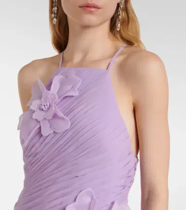 Leo Lin Amaya floral-appliqué gathered gown | Thumbnail 6