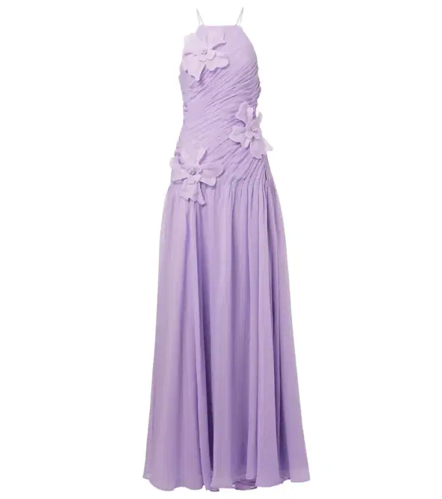 Amaya floral-appliqué gathered gown