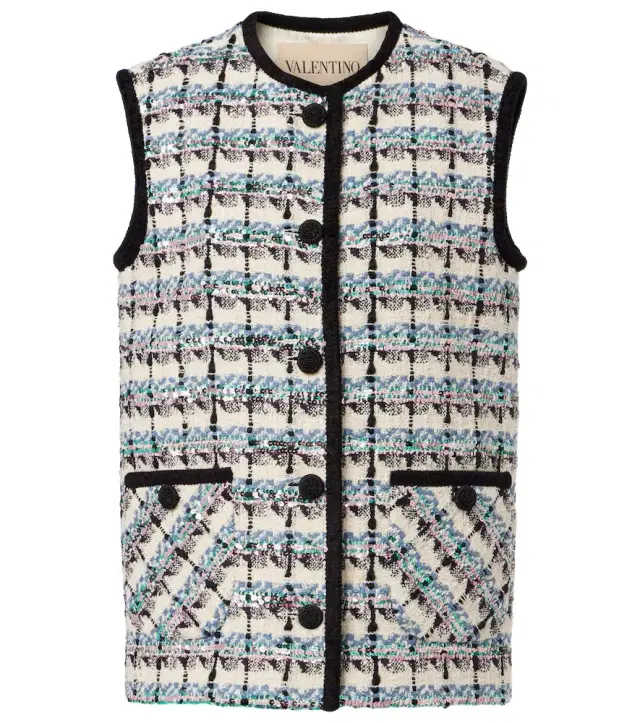 Valentino Mossi sequined cotton-blend tweed vest