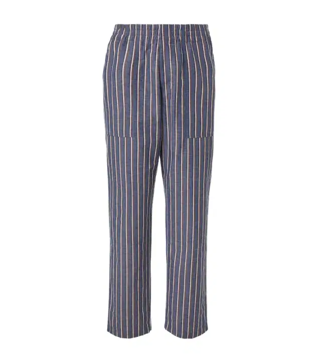 Striped cotton-blend wide-leg pants
