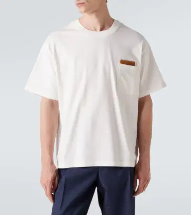 Bottega Veneta Suede-trimmed cotton jersey T-shirt | Thumbnail 2 Bottega Veneta Suede-trimmed cotton jersey T-shirt | Thumbnail 2