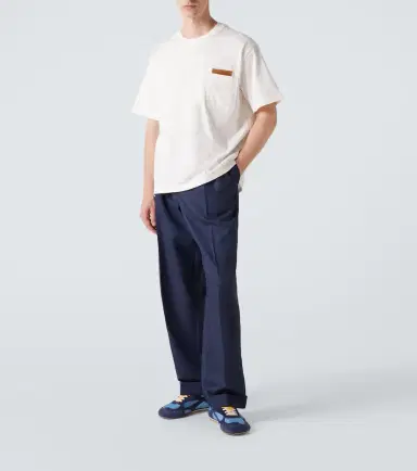 Bottega Veneta Suede-trimmed cotton jersey T-shirt | Thumbnail 4 Bottega Veneta Suede-trimmed cotton jersey T-shirt | Thumbnail 4