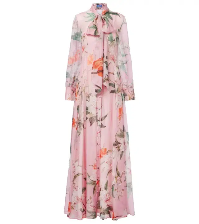 Lilith bow-detail floral chiffon maxi dress