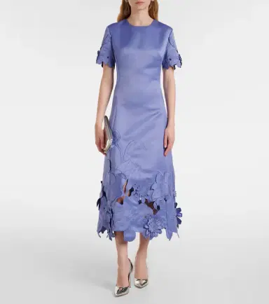 Leo Lin Caroline floral-appliqué satin midi dress | Thumbnail 4
