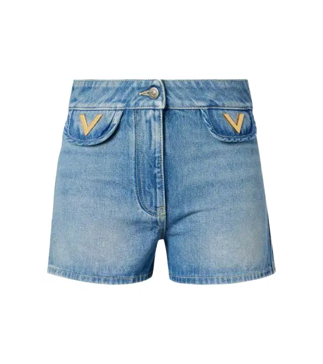 Valentino VGold mid-rise denim shorts