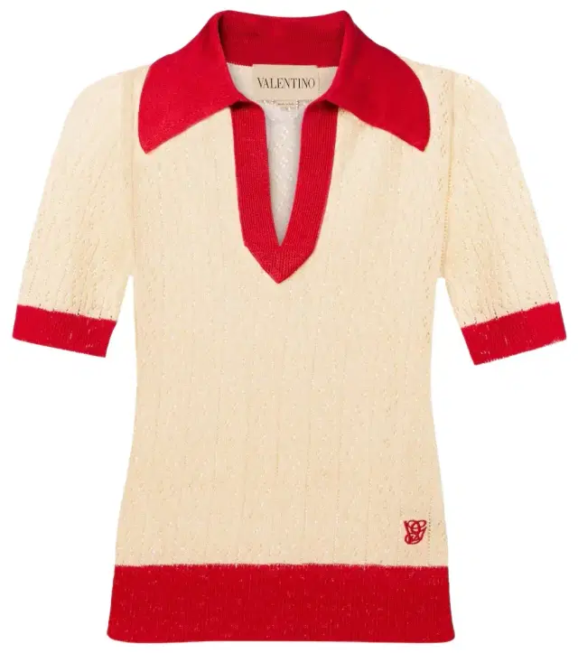 Valentino Linen-blend polo sweater